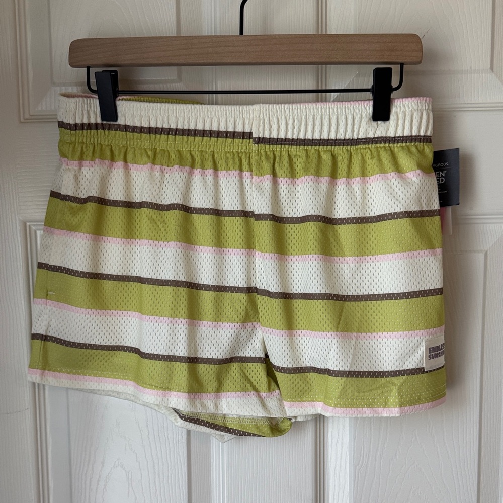Grayson Threads Green and Pink Striped Women Shorts